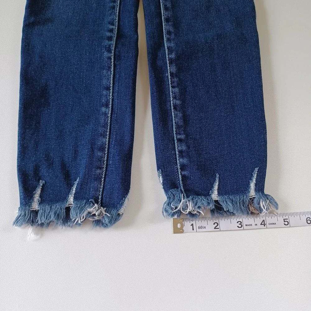 KanCan Jeans Womens 5 Blue High Rise Skinny Frayed Hem Distressed Denim